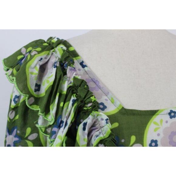 Floral Ruffle Green Blouse - Picture 7 of 14